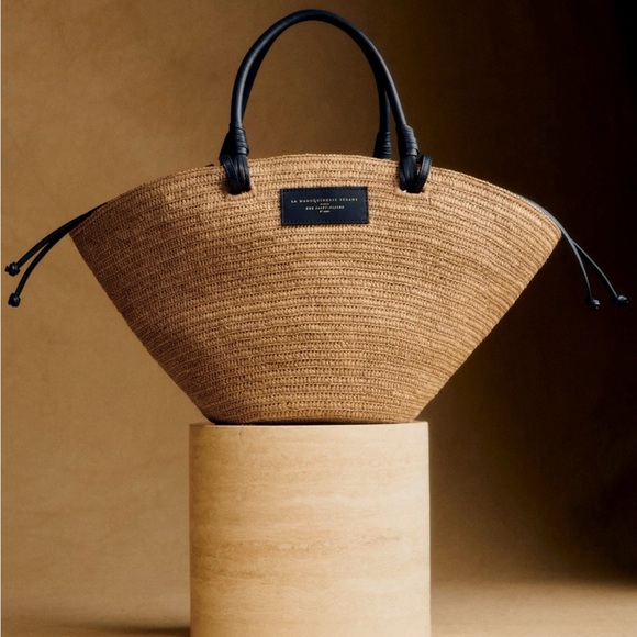 Sezane Handbags - Sezane Justine Basket Bag (deep natural and navy)